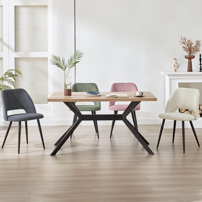 Обідні стільці, комплект з 4 шт. , стільці для їдальні, кухонні стільці, обідні стільці для вітальні з вирізаною спинкою, смугасте оксамитове крісло, м&39які стільці для їдальні, кухні, різні кольори, комплект з 4 шт.