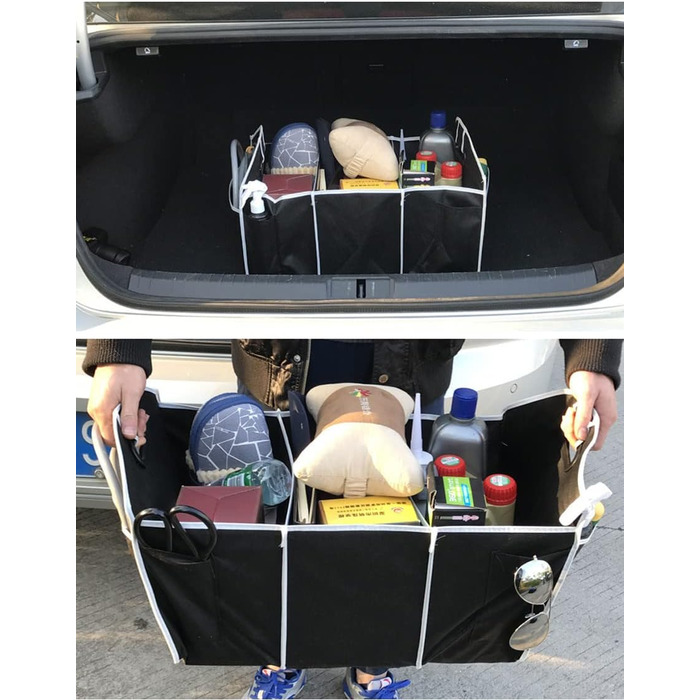 Універсальний регульований подвійний органайзер для багажника з 3 відділеннями, великої місткості, складаний контейнер для зберігання речей в авто, портативні водонепроникні сумки