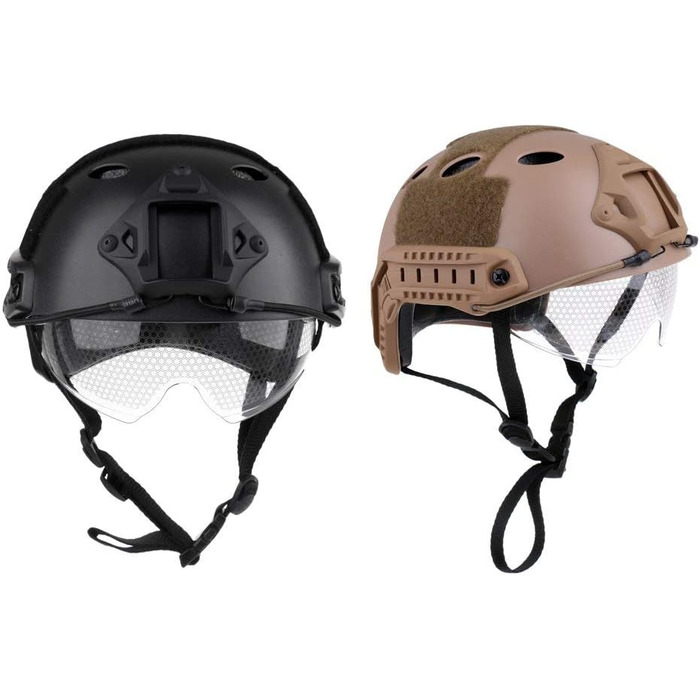 Легкий тактичний шолом швидкого захисту з висувним козирком для страйкболу, пейнтболу, чорний