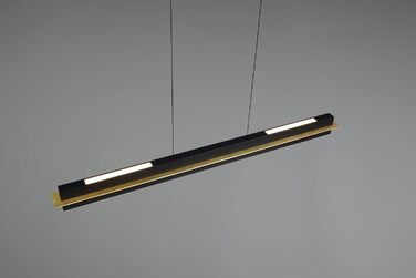 Стеля LED-підвіс Trio Leuchten Emerson 346710180, матовий чорний/золотий метал, 22 Вт LED, регульована висота, плавне налаштування кольору світла, 4-позиційний сенсор