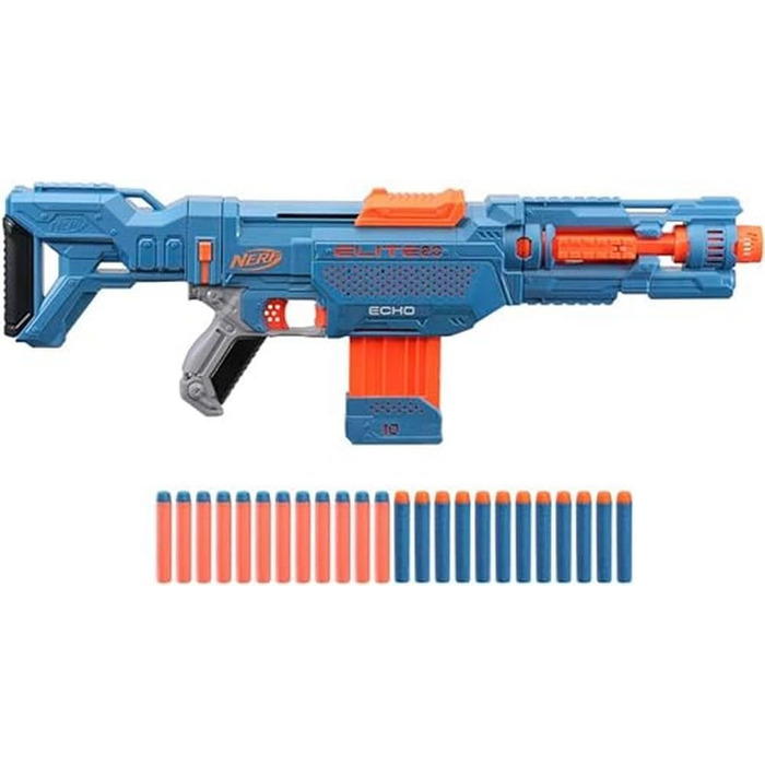 Бластер NERF Elite 2.0 Echo CS-10 - 24 дротики NERF, магазин на 10 дротиків, знімний плечовий ремінь та подовжувач ствола, 4 тактичні рейки, упаковка без розчарувань