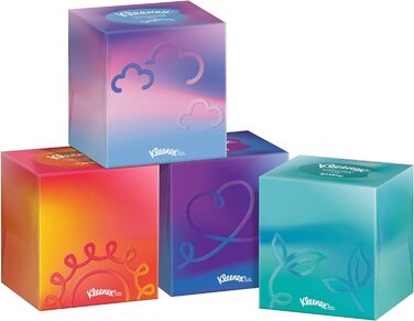 Коробки для косметичних серветок Kleenex, для щоденного використання, 3 шари, кубики для збору, 12 x 48 серветок