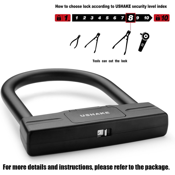Велосипедний U-замок, міцний кодовий замок для велосипедів, скутерів, мотоциклів, захист від крадіжки (чорний, дужка 14 мм) Чорний, дужка 14 мм