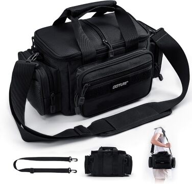 Сумка для рибальських снастей Goture, водонепроникна сумка через плече з мякою стороною, сумка для риболовлі, поясна сумка для рибальських снастей, морська прісна вода для зберігання 3 3600 рибальських ящиків AA (37 X 22 X 18 см) сумка для снастей чорна