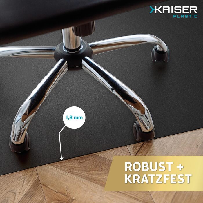 Захисний килимок для підлоги Kaiser, чорний, 120x150 см - килимок для столу, чорний - килимок для стільця - нековзний килимок для стільця - захисний килимок для офісних стільців - килимок для стільця, 120 x 150 см