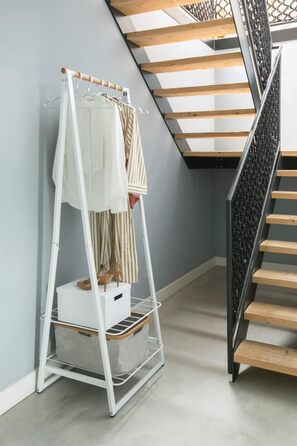 Вішалка для одягу Linn - Дві полиці з регульованою висотою - Вішалка для одягу - Вішалка для одягу - Розвішування, провітрювання або сушіння одягу - Економія місця - Стійкий і стабільний - Білий - Маленький