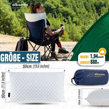 Дорожня подушка Alkamto з охолоджувальної піни з ефектом пам&39яті регульований гель для індивідуальної підтримки двосторонній крижаний шовк та м&39який віскоза легка, стискається, сертифікована OEKO-TEX, ідеальна для подорожей та кемпінгу