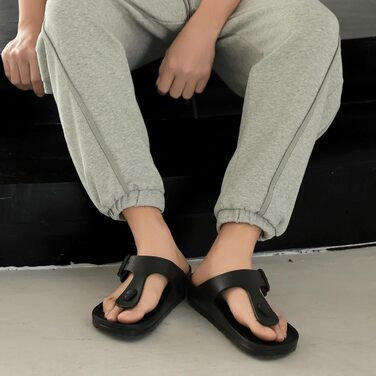 Повсякденні плоскі сандалі-шльопанці для жінок, літні капці для чоловіків, унісекс шльопанці з регульованою пряжкою, мюлі з EVA, нековзні капці, зручні чорні шльопанці для басейну, розмір 41/42 EU