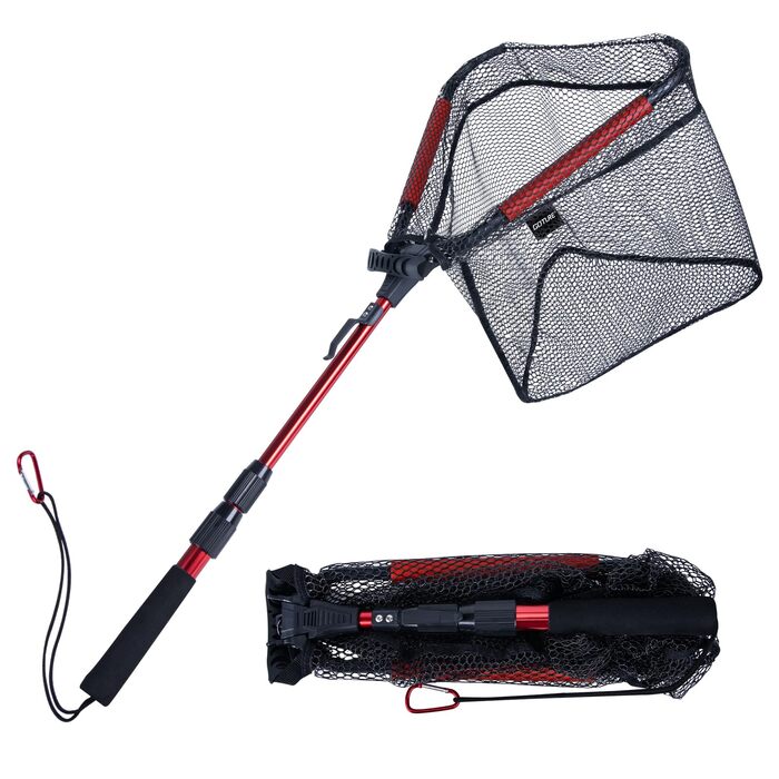 Телескопічна рибальська сітка Goture з плаваючою конструкцією NBR, складний підсак з гумованою ПВХ сіткою, висувна ручка 42,5-112 см для форелі, окуня, щуки, червоної