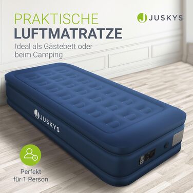 Надувний матрац Juskys Sapri M синього кольору - самонадувальний надувний матрац на 1 особу - надувний матрац для гостьового ліжка або кемпінгу - вбудований насос, синій, одномісний