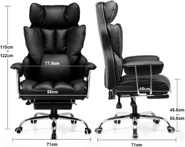 Ігрове крісло GTPLAYER, ергономічне офісне крісло з підставкою для ніг, тканинна оббивка, пружинна подушка сидіння, м&39яке ігрове крісло, ігрове крісло вантажопідйомністю 150 кг, чорна штучна шкіра