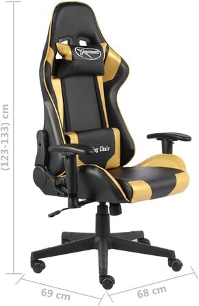 Геймерське крісло, обертове крісло, золотистого кольору, ПВХ