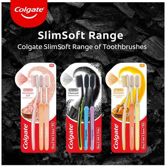 Зубна щітка Colgate Slim з м'яким вугіллям, упаковка з 4 шт.