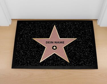 Персоналізований килимок для дверей MoonWorks з іменем, Голлівудська зірка з Алеї слави, персоналізований подарунок, нековзний та миється, білий, 60x40 см