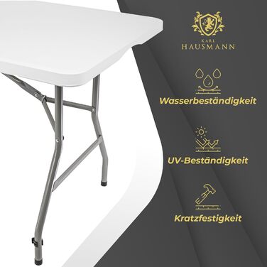 Складаний кемпінговий стіл - 180x70x74 см - Складаний кемпінговий стіл - Складаний стіл з ручкою для перенесення - Складаний стіл - Кемпінгові столи - Стіл для вечірок/пікніка - Для приміщень та вулиці - Білий 180 x 70 x 74 см