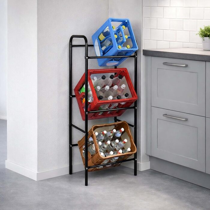 Стелаж для напоїв Wiltec на 3 ящики, сталевий стелаж для ящиків, 50x33x116 см, 20 кг на полицю