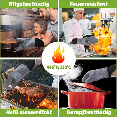 Рукавички для духовки Тримачі для духовки Рукавички для випічки Силікон Набір кухонних рукавичок термостійкий 230C- 2 рукавички дл