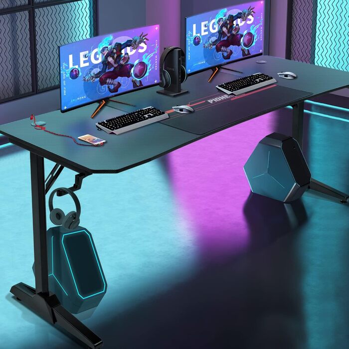 Стіл 180 см ігровий стіл геймерський комп'ютерний стіл ергономічний стіл для ПК з ящиком для зберігання кабелів, підстаканником і
