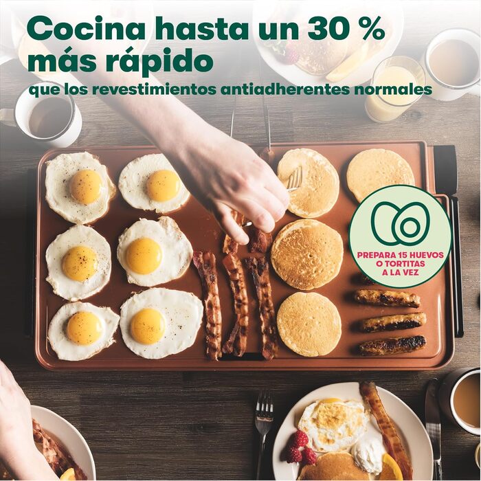 Кераміко-титанова електрична сковорода BELLA XL, готує 15 яєць одночасно, антипригарне покриття Healthy Eco, легко миється, велика