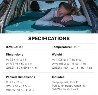 Самонадувальний, мякий автомобільний килимок для сну, пінопластовий матрац 10,2 см, насос у комплекті