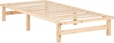 Ліжко Homestyle4u з дерев&39яних піддонів 90x200 з рейковою основою, каркас ліжка, необроблена соснова, масив дерева, односпальне ліжко 90 x 200 см, натуральне дерево