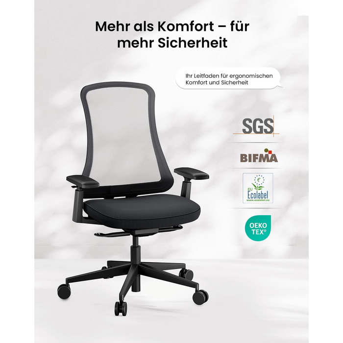 Ергономічне офісне крісло ProtoArc Flexer Робоче крісло з регулюванням глибини сидіння, контурною подушкою сидіння та дихаючою сітчастою спинкою для домашнього офісу та офісу, легке складання, чорний колір Flexer-black