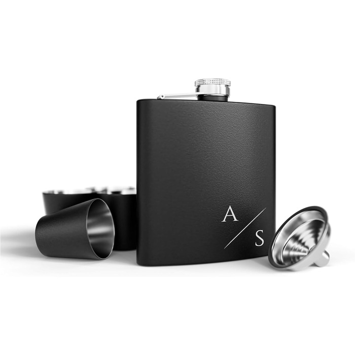 Набір фляжок з гравіюванням - Персоналізований з іменем - Ідея подарунка для весілля та чоловіків - Нержавіюча сталь (Дизайн 8)