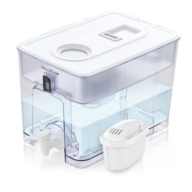 Фільтр для води Aquafloow XXL 9,5 л, фільтр усе в 1, диспенсер для води з краном і фільтром, диспенсер для фільтра для води - Зменшення води, хлору, води та рідин у водозбірнику