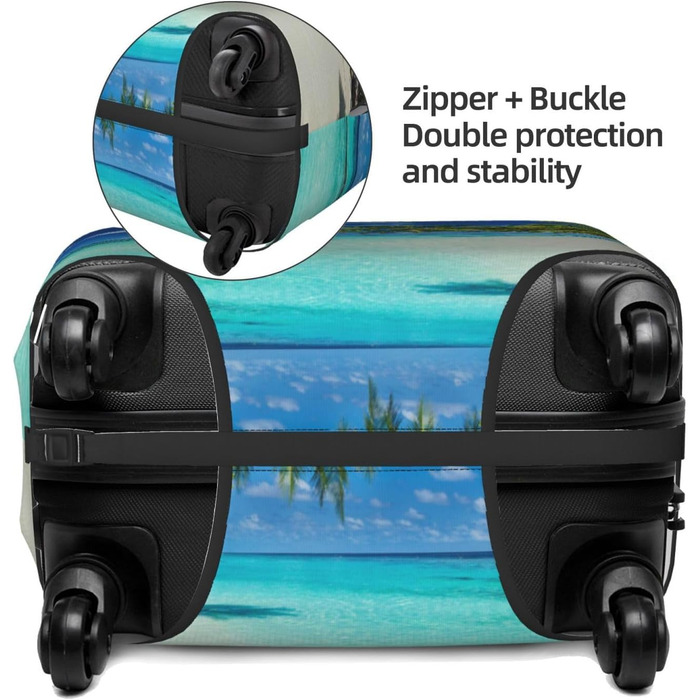 Чохол для валізи з романтичним пляжним принтом, еластичний захист від подряпин та пилу, чорний, розмір 90