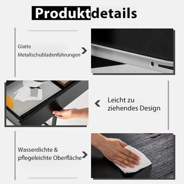 Стіл, комп'ютерний стіл з 2 шухлядами, невеликий офісний стіл, метал, промисловий дизайн, стіл для ПК для навчання, домашнього офі