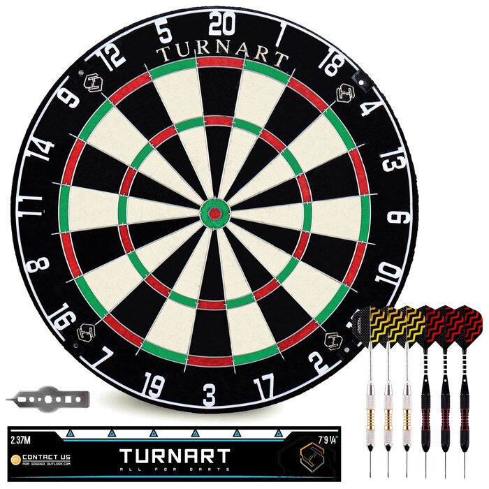 Коркова мішень для дартсу з дротиками, офіційна сталева мішень для дартсу, набір сталевих дротиків з 6 дротиками з металевим наконечником та 6 деками (лише для мішені для дартсу)