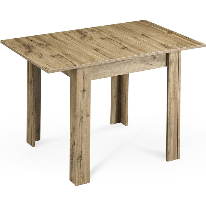 Розсувний обідній стіл B&D home LIVIUS 80120 x 80 см сучасний кухонний стіл під дуб, компактний, з вбудованим місцем для зберігання подовжувальних дощок, дерев&39яний стіл для кухні та їдальні