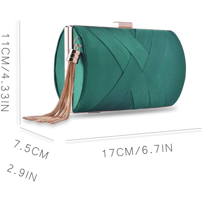 Вечірнє клатч-гаманець, дизайнерська сумочка для вечірок, темно-зелений елегантний клатч з пензликом