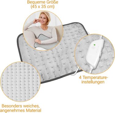Грілка medisana HP 650 XL, 45 x 35 см, грілка для спини, сідниць та шиї, з 4 температурними режимами та захистом від перегріву, електричний нагрівальний килимок з автоматичним вимкненням, грілка XL, яку можна прати