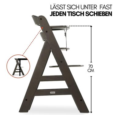 Дитячий дерев'яний стільчик для годування від народження з функцією нахилу - додаткове плоске кріплення для новонароджених та баво