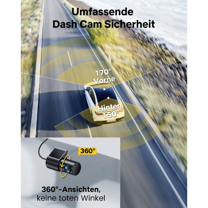 Автомобільний відеореєстратор GKU передній задній, 4K/2.5K з сенсорним екраном 3.18 дюйма, GPS 5G Wi-Fi, подвійна автомобільна кам