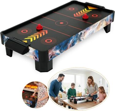Стіл для аерохокею для дітей віком від 6 років, гра в аерохокей для столів з вентилятором/двигуном, стільниця для аерохокею для 2 гравців, включаючи 4 шт. овхачі, 4 шайби, лічильник рахунків, режим нульової гравітації 102x52x20 см