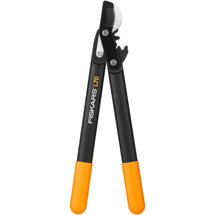 Обрізувачі Fiskars PowerGear II з двоступеневою шестернею для свіжої деревини, антипригарне покриття, загартована прецизійна сталь, довжина 46 см, чорний/помаранчевий, L70, 1002104 L70 (гілка Ø 3,8 см)