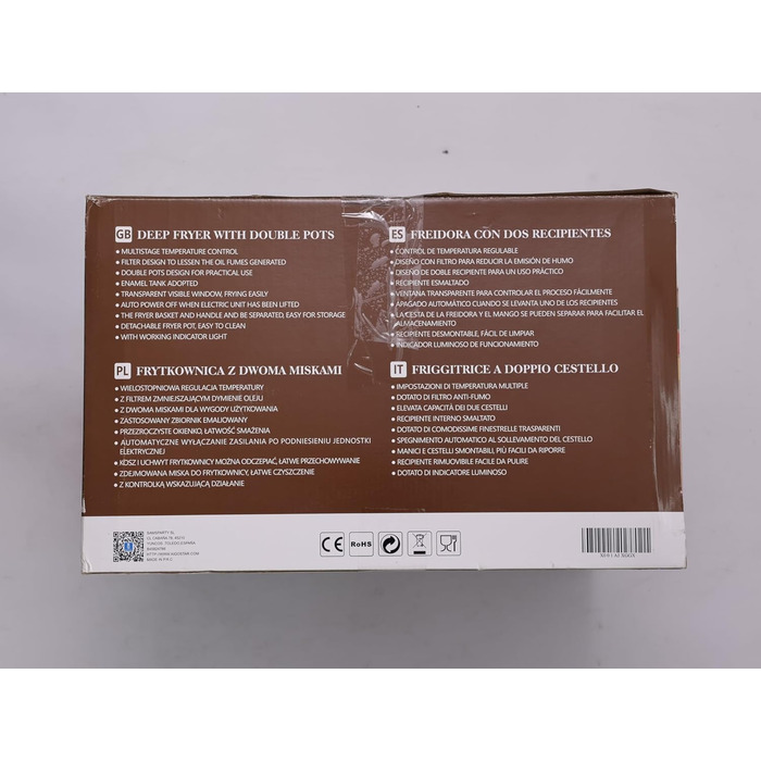 Велика подвійна фритюрниця Aigostar з 2 кошиками, 6-літрова фритюрниця з функцією холодної зони, 3600 Вт, оглядове вікно, регульований рівень нагріву до 190C, міцна та проста в догляді, чорна