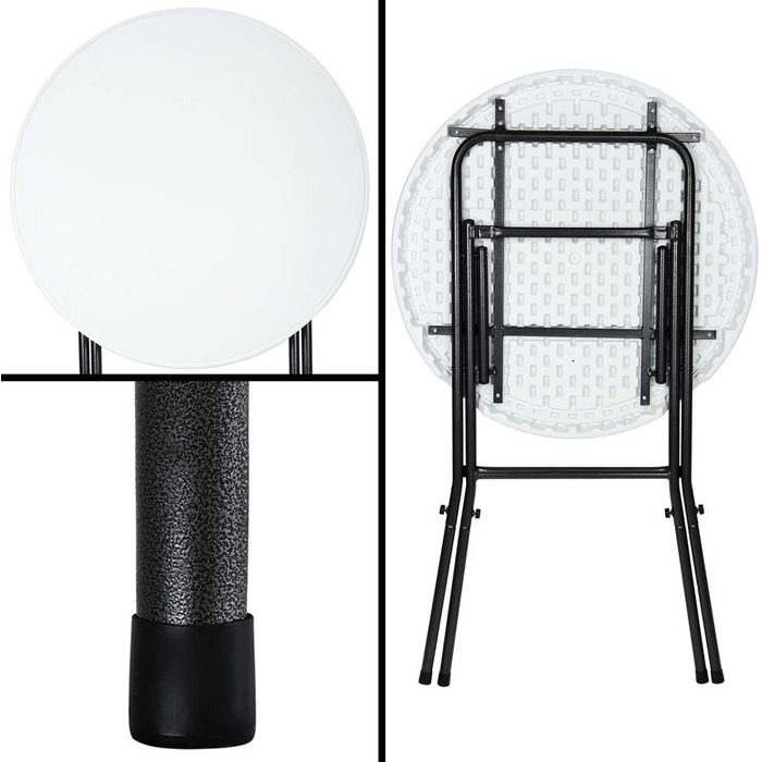 Складаний стіл Casaria Ø 72 см, круглий, міцний, садовий, висота 110 см, водовідштовхувальний, металевий, розкладний стіл, стіл для бістро, стіл для вечірки, барний стіл, пивний стіл, білий, комплект з