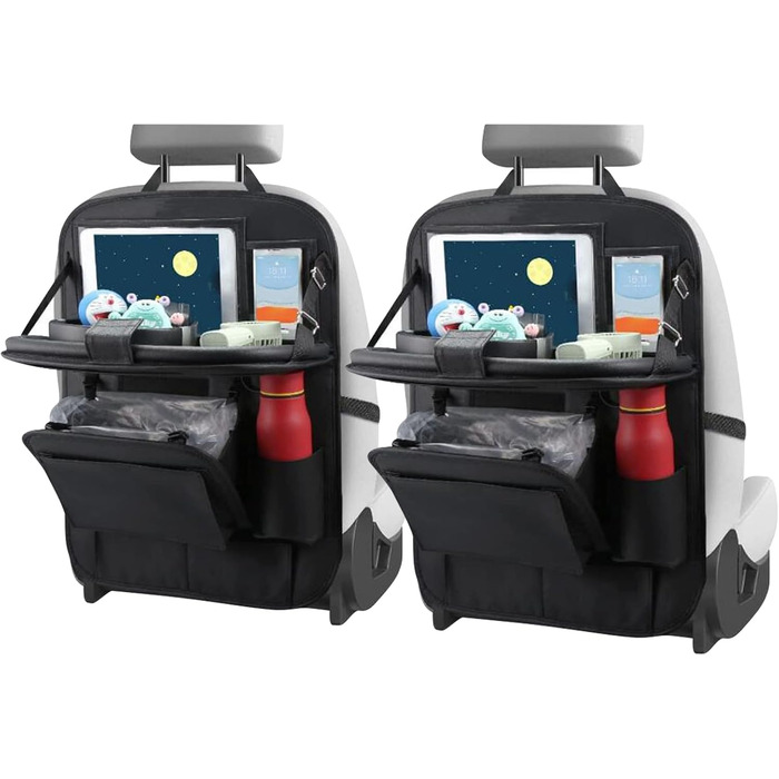 Автомобільний органайзер на заднє сидіння ONISMEZ 2 шт. з піддоном, автомобільний органайзер на заднє сидіння зі складним тримачем