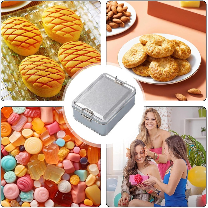 Металева коробка для зберігання прямокутна банка з білого металу з надійною кришкою, герметичні багатоцільові контейнери для кави, чаю, прикрас, цукерок, шоколаду для кухні, комори, сріблястого кольору