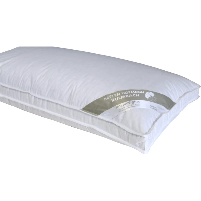 Подушка Betten Hofmann 40x80 см, наповнювач 600 г, пухова подушка з перегородкою, щільний наповнювач, 100 новий пух, комфортна подушка, можна прати, натуральний продукт