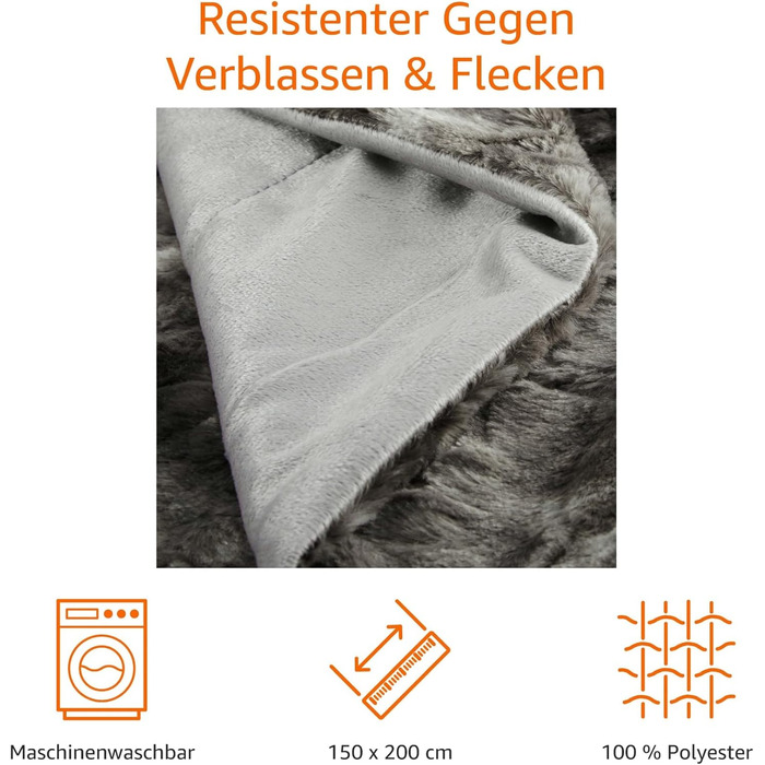 Ковдра зі штучного хутра Storeo Basics, без підігріву, сіра, 150 x 200 см