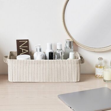 Вузький кошик для зберігання StorageWorks, тканинний кошик для організації, вузький та високий кошик з ручками, складні кошики для зберігання у шафі ванної кімнати, сіро-біла смужка, 2 шт., сіро-біла смужка