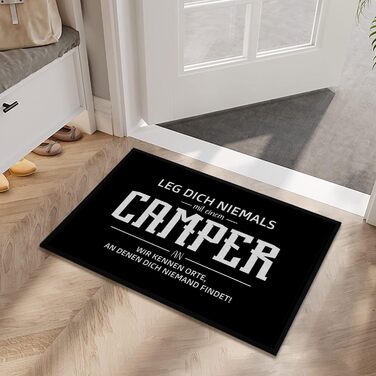 Кумедний килимок для дверей з написом - Ніколи не зв&39язуйся з кемпером - Кемпінг - нековзний та миється - 60x40 см, 3