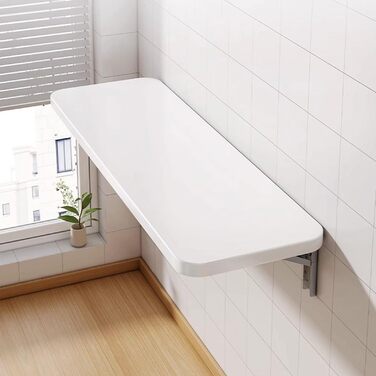 Настінний розкладний стіл, обідній стіл з МДФ, комп&39ютерний стіл для кухні, вітальні, маленький, плаваючий стіл, компактний (80 x 50 x 1,6 см, білий) Білий 80x50x1,6 см