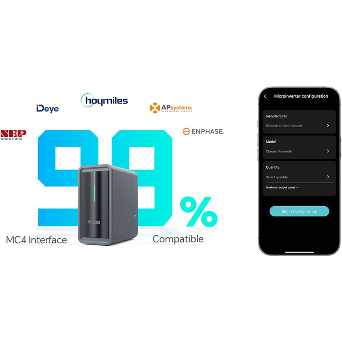 Модернізована балконна електростанція Marstek 2025 року з накопичувачем B2500, акумулятором LiFePO4 ємністю 2240 Втгод, 6000 циклів зарядки, макс. 1600 Вт на вході та 800 Вт на виході. Можливість розширення до 8960 Втгод, IP65, 0 ПДВ включено - Тільки для