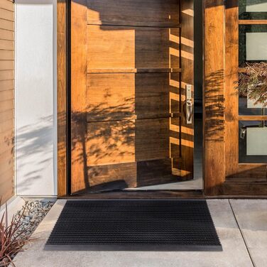 Килимок для дверей KARAT для використання в приміщенні та на вулиці - Килимок для дверей з міцними щітками - Вхідний килимок - Килимок для бруду, скребок для взуття, килимок для дверей (60 x 90 см, гума) Гума 60 x 90 см (прямокутний)