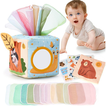 Місяців Tisuse Box Toy Montessori Toys Baby 6-12 Сенсорний животик Час Контрастні іграшки для немовлят Подарунки, 6